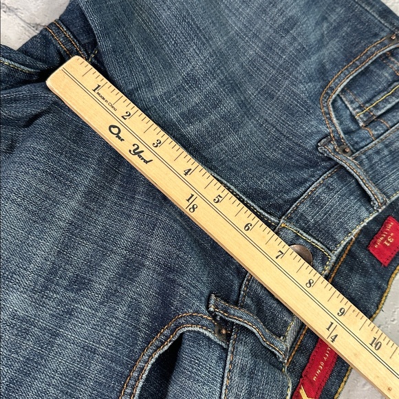 X2 Quality Denim Low Rise Dark Wash Wide Flare Leg Jeans Womens Size 2 R - Picture 11 of 16